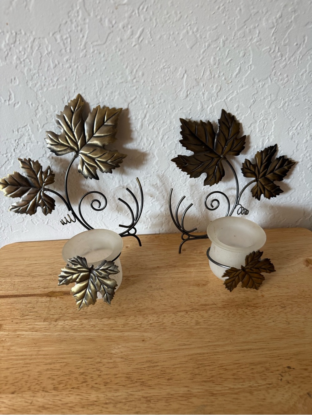 PartyLite Gold and Bronze Leaf Votive Holders